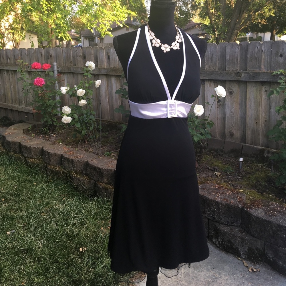 Blondie Nites backless halter top pinup dress with tulle Junior size 7